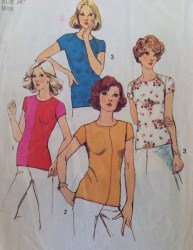 6289 74 STRETCH KNIT PULLOVER SS TOPSTITCH TOPS PATTERN 12 34